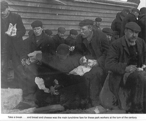 Park workers lunch break circa 1900