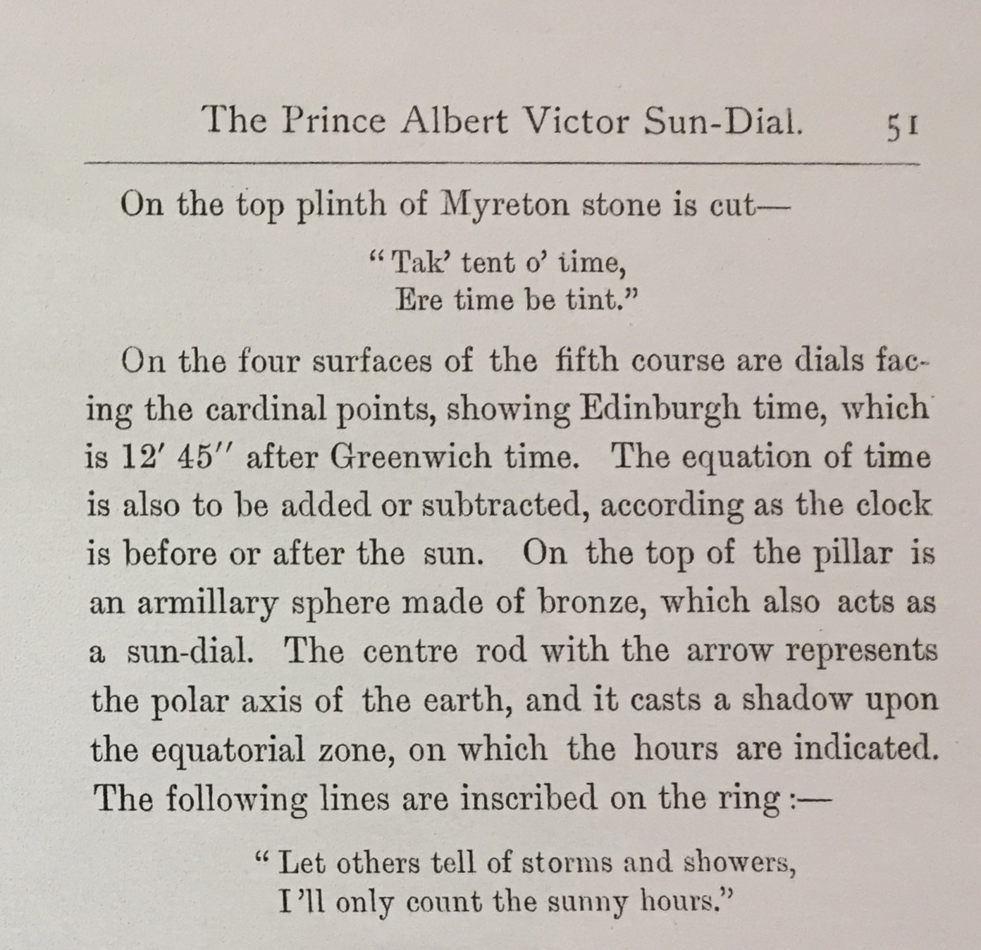 description of sundial by James Gowans